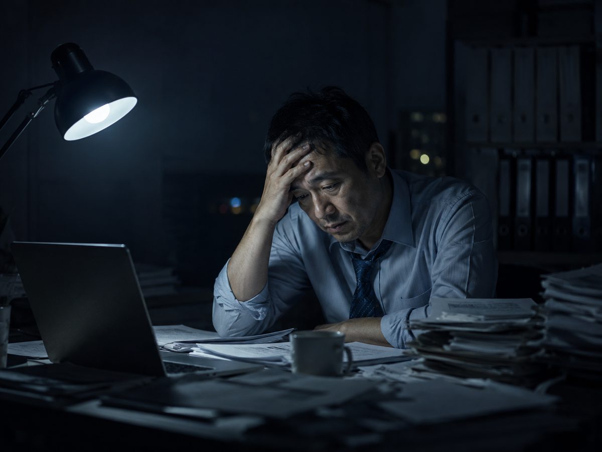 深夜疲惫的上班族